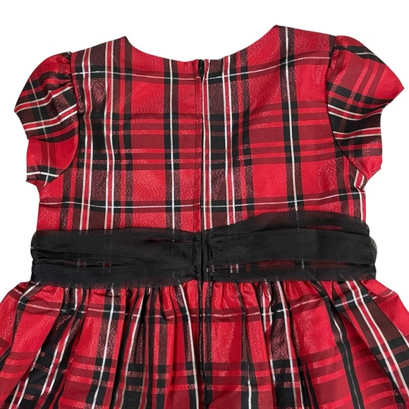 Bonnie Jean Red Black Plaid Holiday Dress Sz 5 - Picture 9 of 11